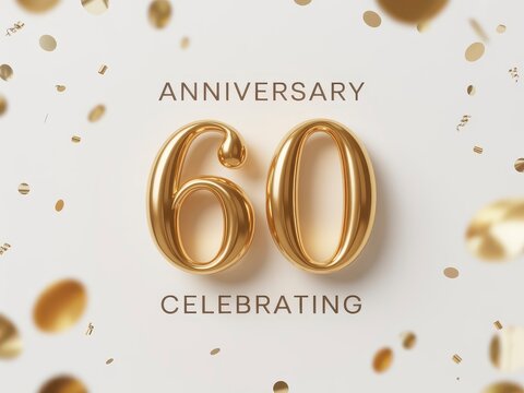 Celebrate a stunning 60th anniversary with golden numbers and confetti for a vibrant milestone event, perfect for invitations and elegant decorations