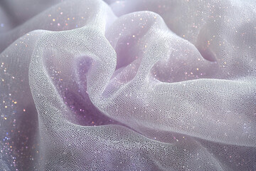 Shining violet and white lace fabric background. Generative AI
