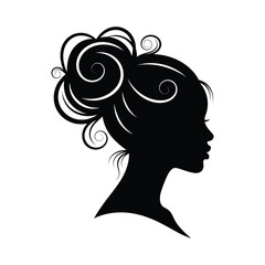 Silhouette of a woman with a curly updo