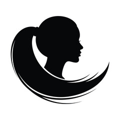 Silhouette of a woman with a ponytail