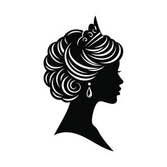 Silhouette of a woman with crown and elegant hairstyle