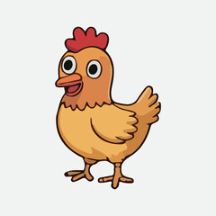 Adorable Cartoon Hen Illustration – Cute Yellow Chicken Character on White Background