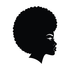 Silhouette of a woman with afro hairstyle