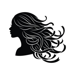 Silhouette of a woman with flowing hair