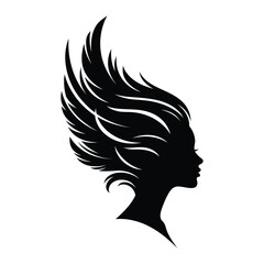 Silhouette of a woman with winged hair