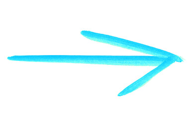 Pinsel Pfeil mit hellblauer Farbe als gemalter Hinweis