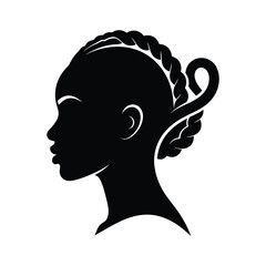 Silhouette of a woman with braided hair