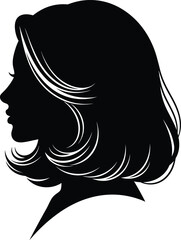 Silhouette of a woman with short wavy hair