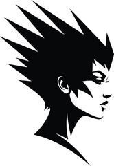 Silhouette of a woman with spiky hair