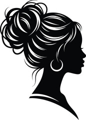Silhouette of a woman with a messy bun