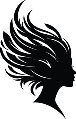 Silhouette of a woman with dynamic, flowing hair