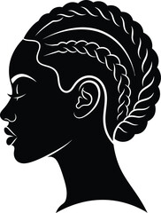 Silhouette of a woman with braided hair