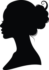 Silhouette of a womans head with hair bun