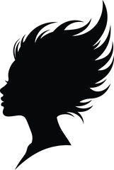 Silhouette of a womans head with spiky hair