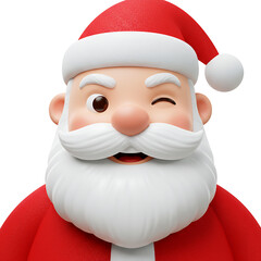 Winking Santa Claus 3D Render on Clean White Background for Christmas Festive Season