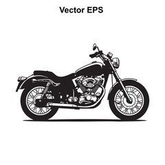Obraz premium Vector art of black silhouette of a classic motorcycle