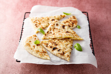 Traditional homemade naan bread