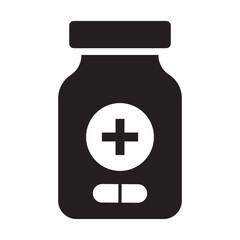 Obraz premium Flat Medicine Bottle Icon Illustration for Pharmacy and Healthcare Design