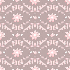 Seamless vector pattern with millefleur flowers in pastel tones. Elegant and delicate design for textiles, wallpapers, fashion backgrounds, baby clothes. Perfect for spring, summer, and autumn decor