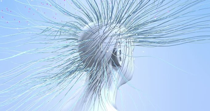 Digital visualization of neural brain signals and data exchange. Technology and science related 3d animation. - Powered by Adobe