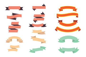 Obraz premium Ribbons collection. vintage Ribbon banner vector art. Ribbons and banners. Flat ribbons. Set of Ribbons and banner. Banner illustration. Set of banner. Set of scroll ribbon, vintage