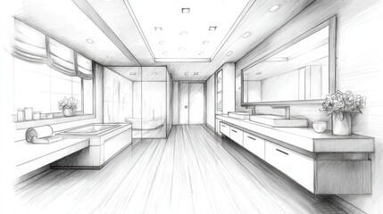 Innovative bathroom renovation design sketches showcasing modern layout and elegant fixtures for a luxurious experience