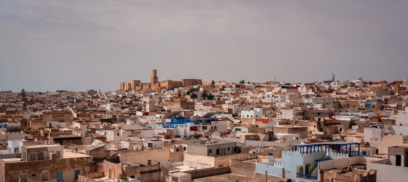 Panoramic aerial view of Sousse, Tunisia from the Ribat Fortress