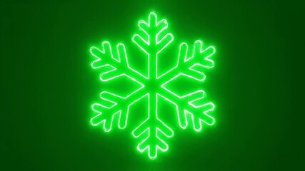 Glowing Neon Snowflake on Green Background - A bright, neon-green snowflake illustration glows against a vibrant green backdrop. - Powered by Adobe