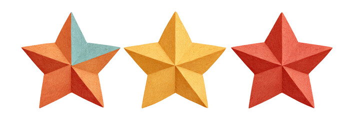 Colorful 3D Stars in Orange, Yellow, and Teal for Creative Projects