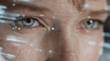 Close-up of AI neural network mapping emotional responses across human faces, symbolizing affective computing, predictive AI modeling, and advanced emotion recognition technology. cinematic color