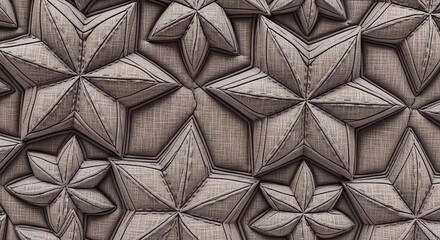 Obraz premium Contemporary Fabric Star Pattern with Stitching Detail Background Texture