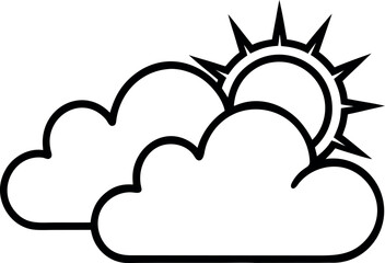  Outline sun and cloud icon representing weather with a clean and minimalist design