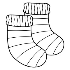 Cozy Autumn Socks isolated doodle outline