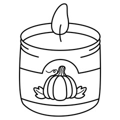 pumpkin spice candle isolated doodle outline