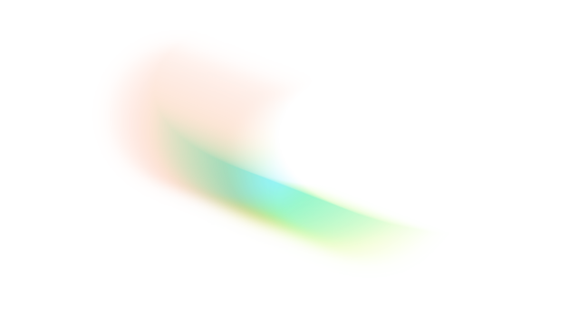 Vibrant spectral gradient forming an abstract shape with soft transitions and warm hues.