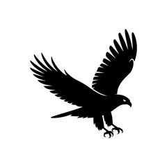 Fototapeta premium Dynamic Black Eagle Silhouette Icon in Flight with Focused Gaze