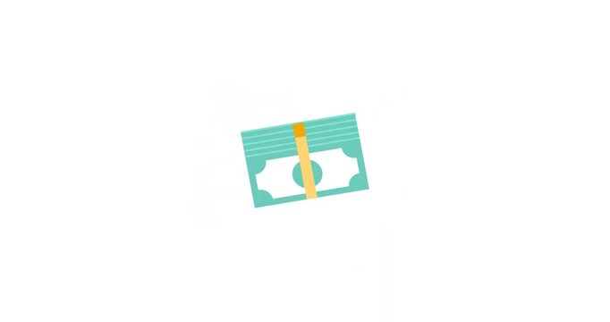 Animated cash bundle icon for finance Ideal for financial designs money themes wealth branding cash promotions and economic graphics.