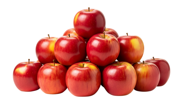 Pile of red apples isolated on transparent background