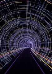 Hypnotic journey through a vibrant light tunnel of futuristic design