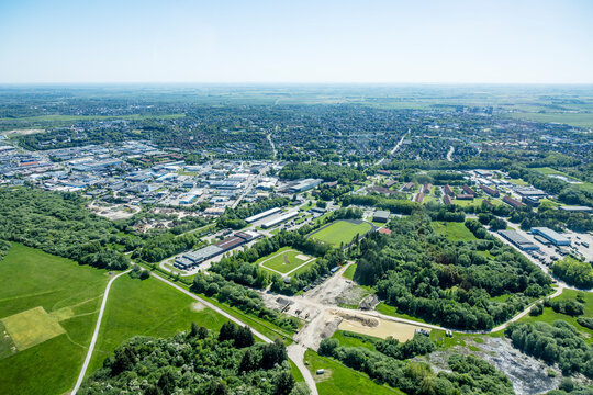 Aerial image of urban area in western Denmark.