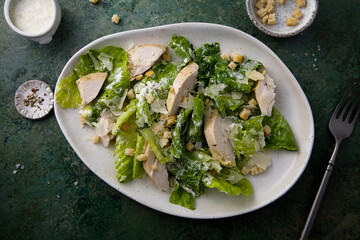 Traditional Caesar salad with chicken