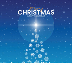 Merry Christmas and happy new year with blue winter background seasonal holiday vector illustration