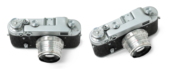 Set of retro cameras isolated on transparent background