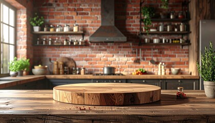 Rustic kitchen wood platform display