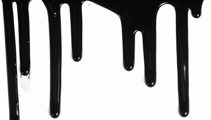 black liquid ink drip texture on white background