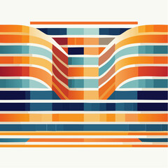 Obraz premium Abstract geometric composition with colorful horizontal stripes and lines