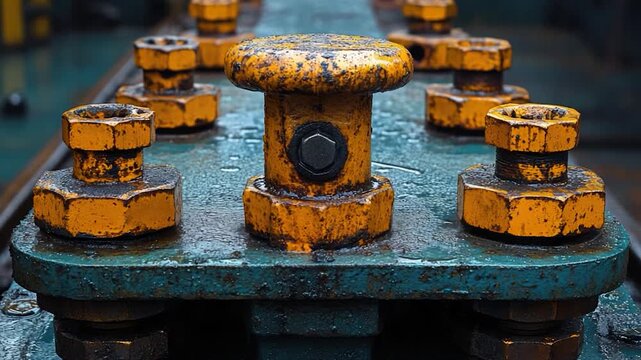 Close-up shot of a yellow and black fire hydrant with distinct markings