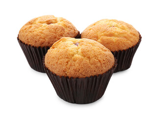 Tasty muffins isolated on white. Homemade dessert