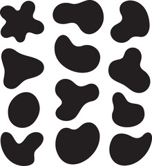 Fototapeta premium Collection of organic amorphous black shapes and blobs on a white background abstract design elements