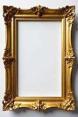 Luxurious Gold Ornate Frame Close-up Detail of Gilded Baroque Embellishment, Rich Shimmering Finish, Elegant and Sophisticated Design, Perfect for Premium Projects